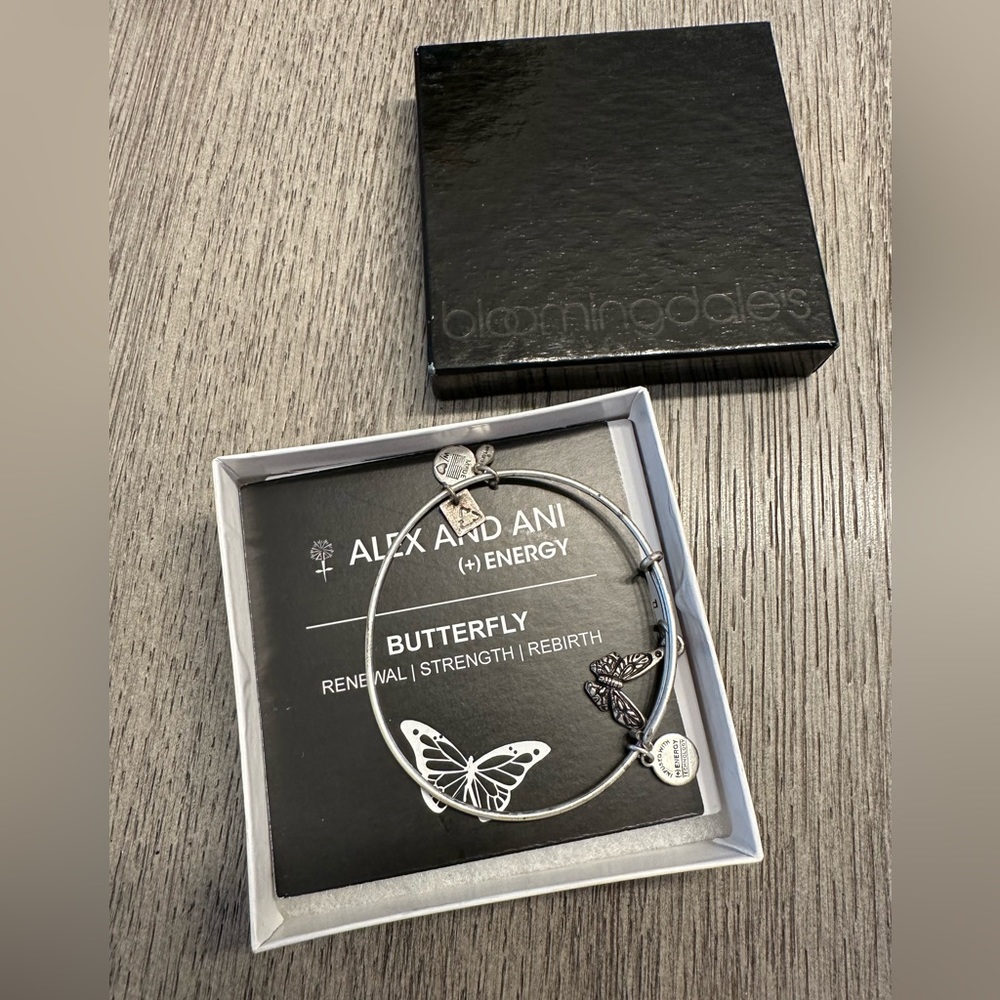 Alex & Ani Silver Butterfly Charm Bracelet - Comes in Bloomingdale Box